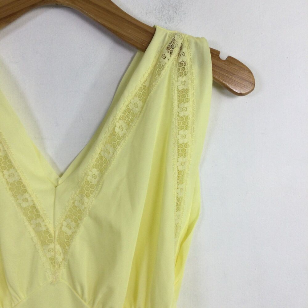 Lucy Larcom Womens Nightgown Maxi Dress V-Neck Sleeveless Pleated Yellow Size 36 - Picture 6 of 16